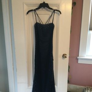 Blue satin prom/party dress